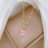 Simple Lucky Colorful Zircon Clover Pendant Necklace for Women Girls Stainless Steel Chain Jewelry Gold Color Accessories Gifts