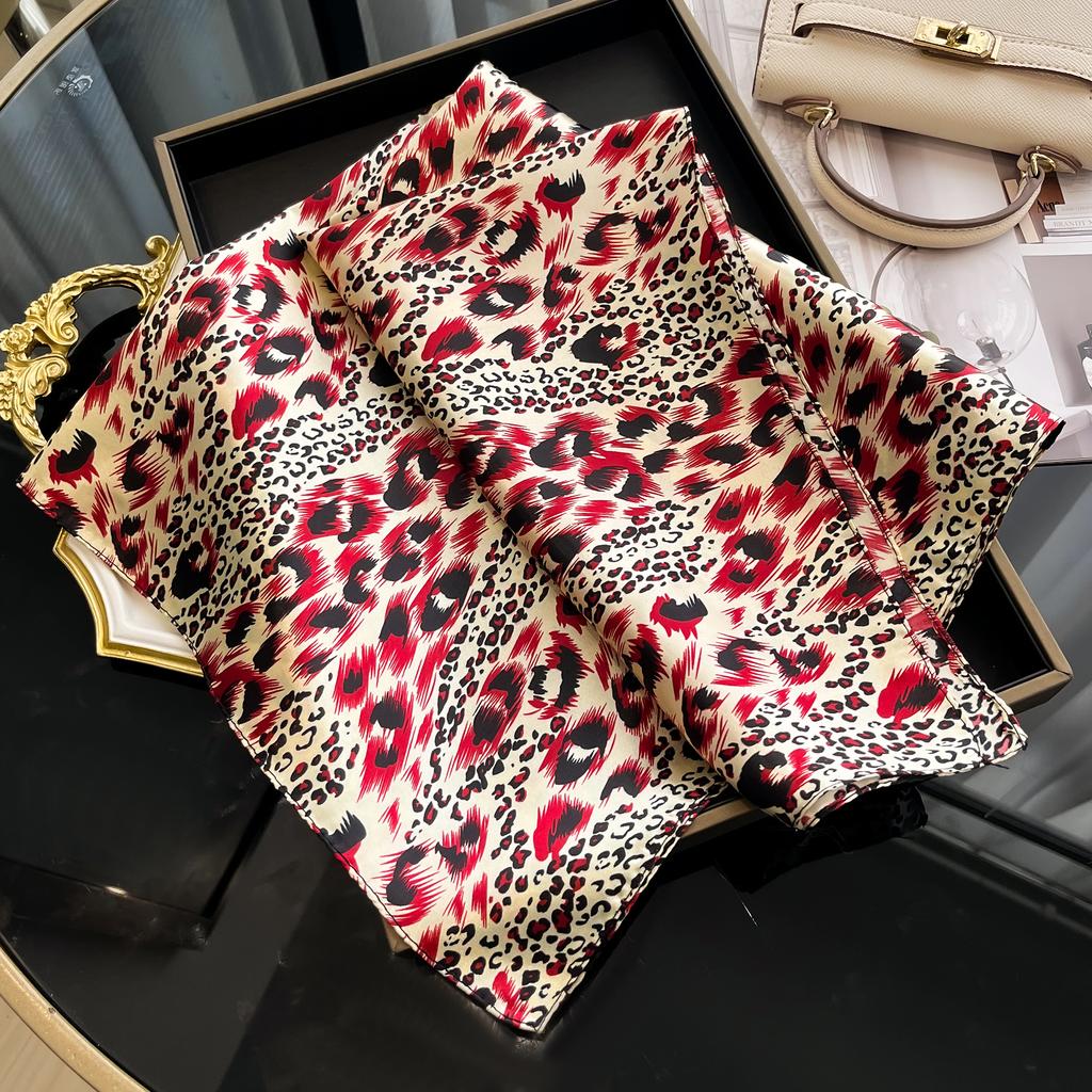 Luxury Silk Hair Square Scarf Women Satin Neck Tie Hand Wrist Foulard Summer Print Shawl Wraps Head Kerchief Hijab Bandana New