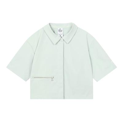 Sportswear Dri-FIT Tech Pack Woven Collar Short Sleeve Shirt With Zipper, Quick-Dry and Breathable Women Tops Light-Silver DV8241-034