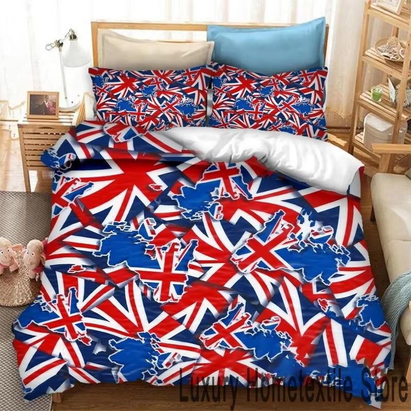 New 3D Print Britain United Kingdom Flag Bedding Set Double Twin King Duvet Cover Comforter Pillowcase Boys Girls Adults Bedroom