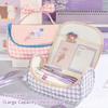 Gingham Print Stationery Bag Bow Handle Pencil Pouch Multi-Functional Pencil Case  Students