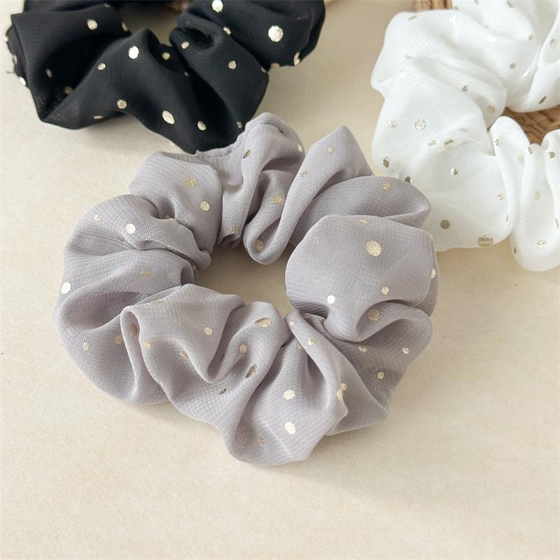 Sparkling Polka Dot Organza Scrunchie Fluffy Oversized Hair Tie For Romantic Evening Look Shimmering Starry Hair Accessory