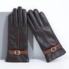Módní dámské rukavice z pravé kůže barvené ovčí kůže pro dotykové obrazovky Teplé a fleecové oblečení Rukavice na řízení na podzim a v zimě