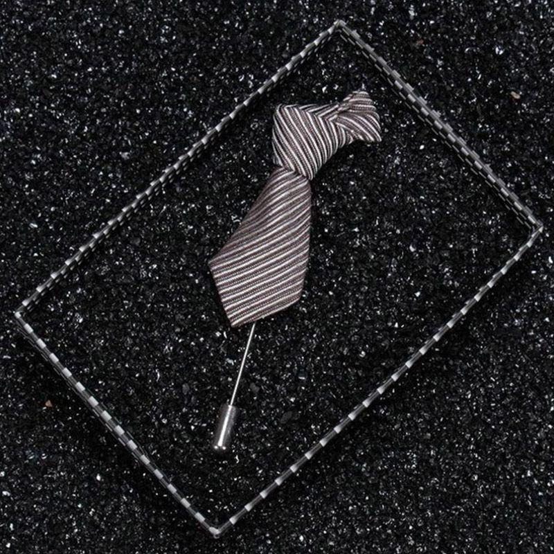 1 Pcs Men Stripped Tie Shape Brooch for Suit Decor Fashion Wedding Groomsman Brooches