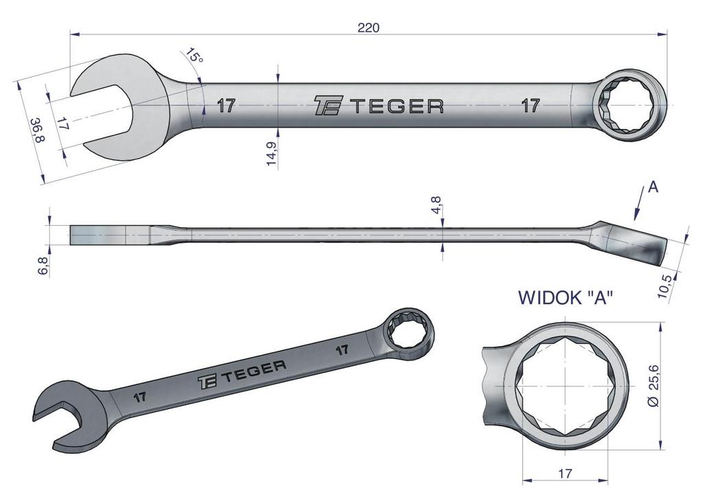 Klucz Płasko-Oczkowy 17 Mm / Teger
