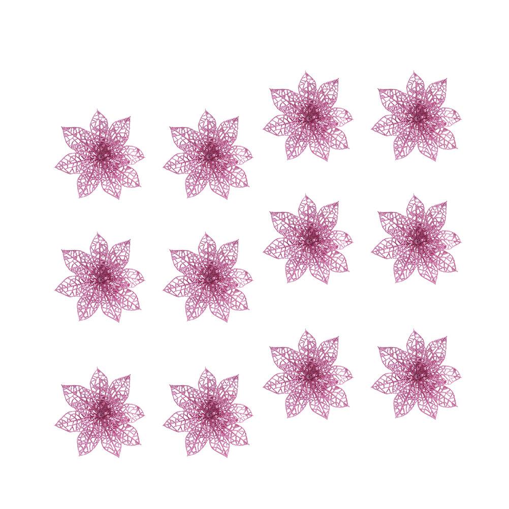 12 st Konstgjord Julgran Blomma Blixt Ihålig Ornament Prydnad