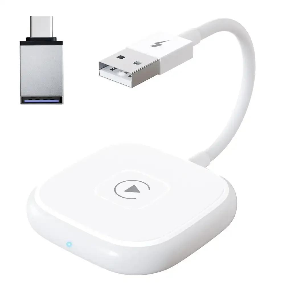 

Беспроводной CarPlay для Apple iPhone Auto 2 в 1 Box Беспроводной адаптер Spotify для Mazda Toyota Mercedes Peugeot Volvo белый