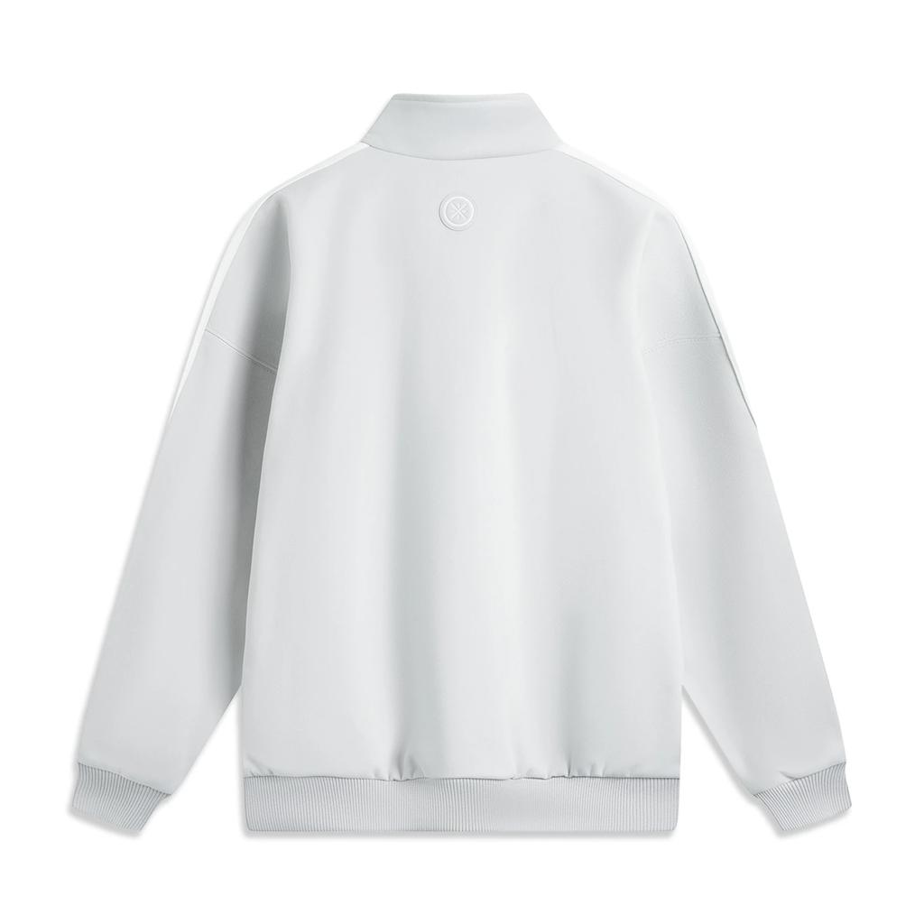 Li-Ning Wade Series Color Block Zipper Stand Collar Versatile Loose Jacket Men Jackets Light-Gray AFDV525-2