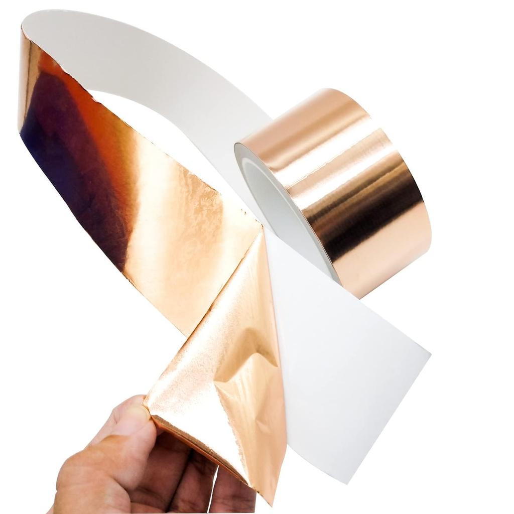 BOMEI PACK Copper Foil Tape, Double-Sided Conductive Metallic Tape, Conductive Adhesive Tape (50mm X 25m)
