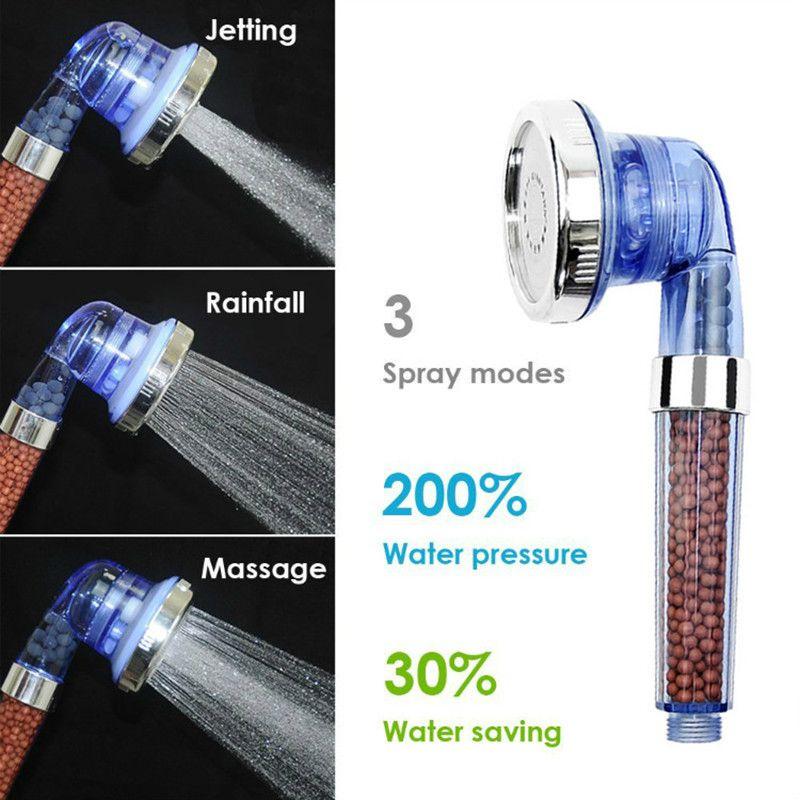 Adjustable 3mode Shower Head High Pressure Saving Water Filter Spa Nozzle Bath