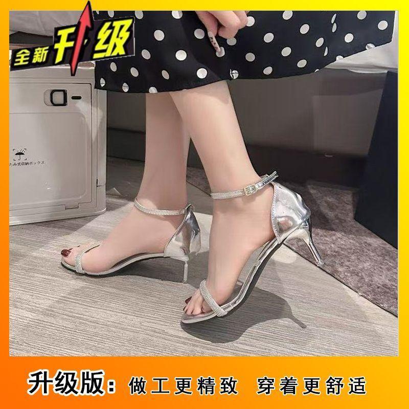 French niche design open-toed rhinestones with sandals 2025 new thin heels versatile sexy high heels women