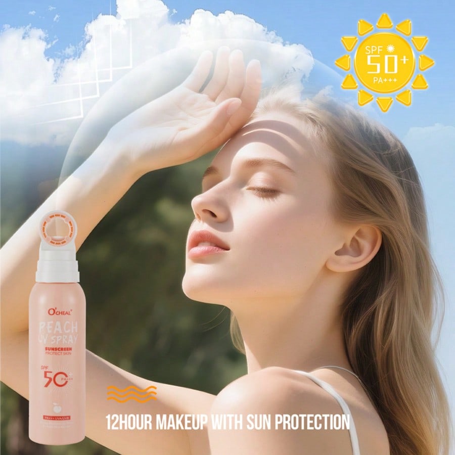 Wrinkle Whitening Sunscreen Spray, Lightweight, Non-Greasy, Moisturizing, Waterproof, Facial UV Prot