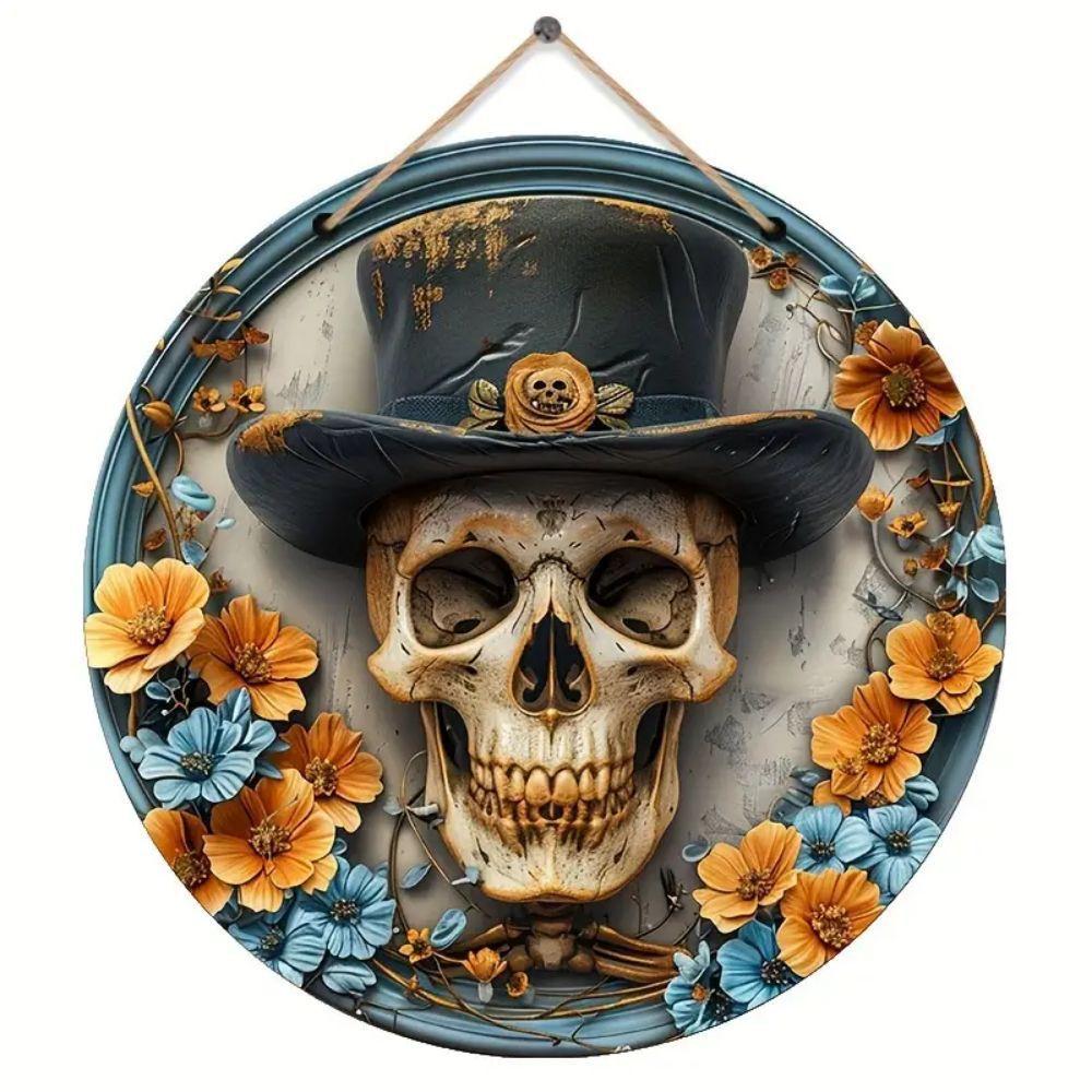 Halloween Wooden Door Plaque Craftsmanship Circular Logo Witch Pendant Home Decor