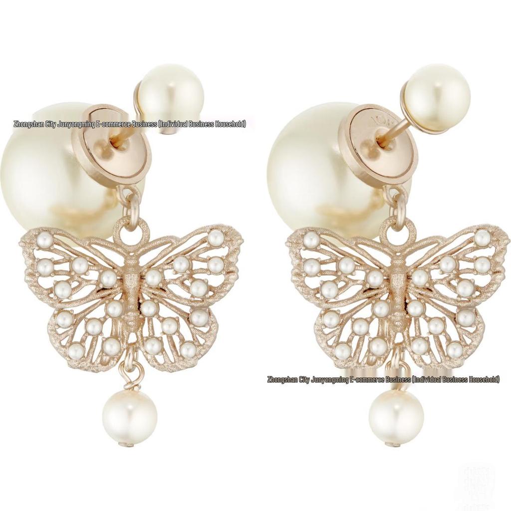 25 New D-House Bow Cutout Pearl Stud Earrings: Vintage Style, Elegant Silver Needle for Women