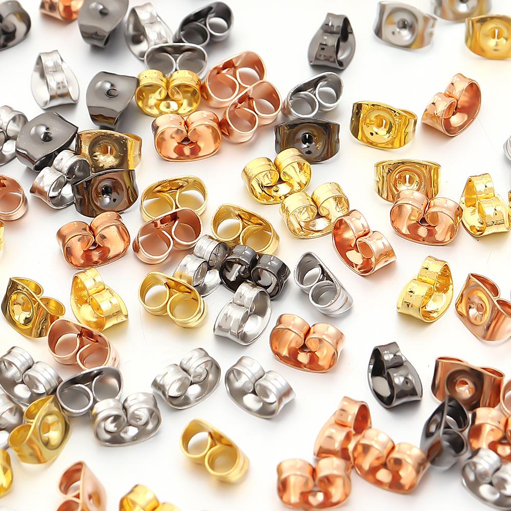100-200 Stück 4,5x6mm Edelstahl Schmetterling Ohrring Sicherheitsverschluss Metall Ohrstecker Für Schmuckherstellung DIY Ohrring Zubehör