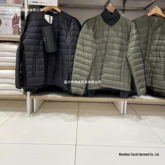 Men's Lightweight Collarless Down Vest: Large Size Round Neck Warm Jacket