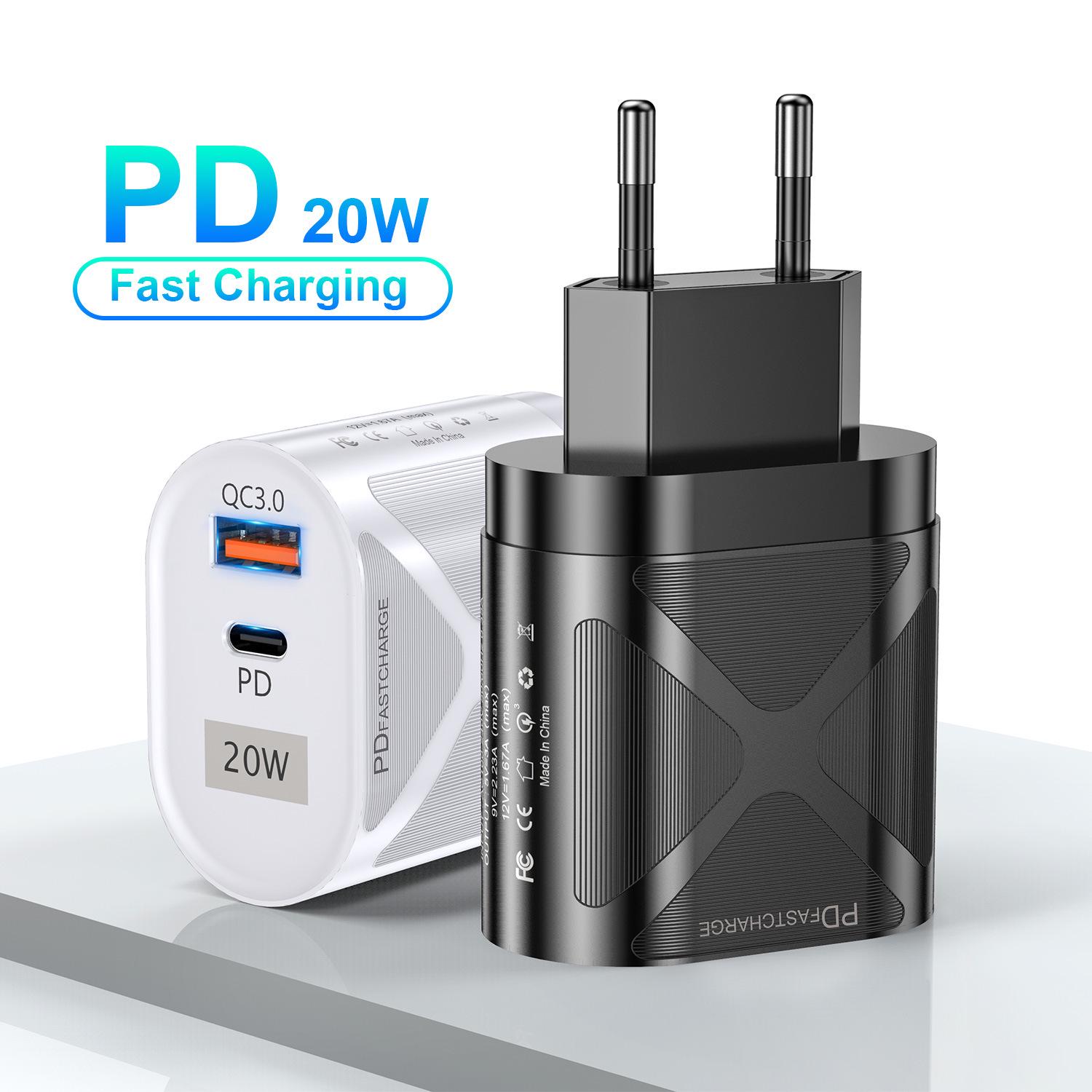 

Dual Port LED Light-up PD20W + QC3.0 4A Fast Mobile Charger (US/EU/UK) 20W Little Beauty A+C Fast Charge US Black