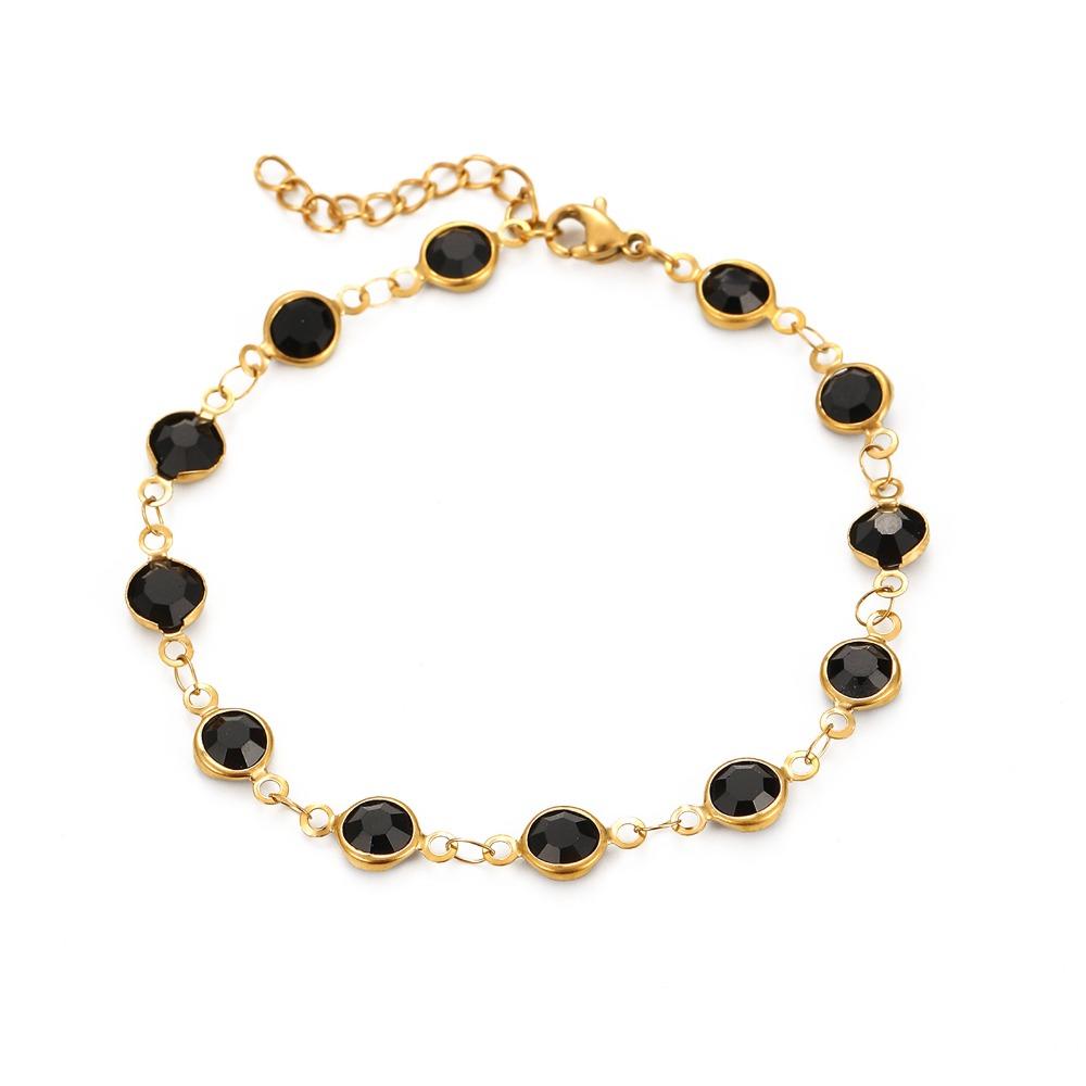 Luxury Elegant Circle Bangles Colorful Crystal Sparkling Bracelets Sparkling Leaf Chain Women чёрный