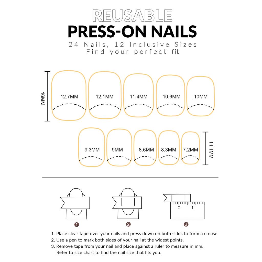 24PCS French Short Square Press On Nails Lightweight & Easy To Stick False Nails for Women Nail Art Decoration
