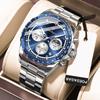Luxury Watch For Men Waterproof Luminous Date Chronograph Man Wristwatch Stainless Steel Men's Quartz Watches+Box