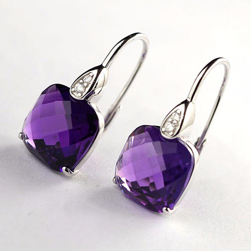 Jewelry Ring 1 Women's Purple New In Simple And Elegant Earings Inlaid Square Crystal Earrings For Fashionable Temperament Jewelry