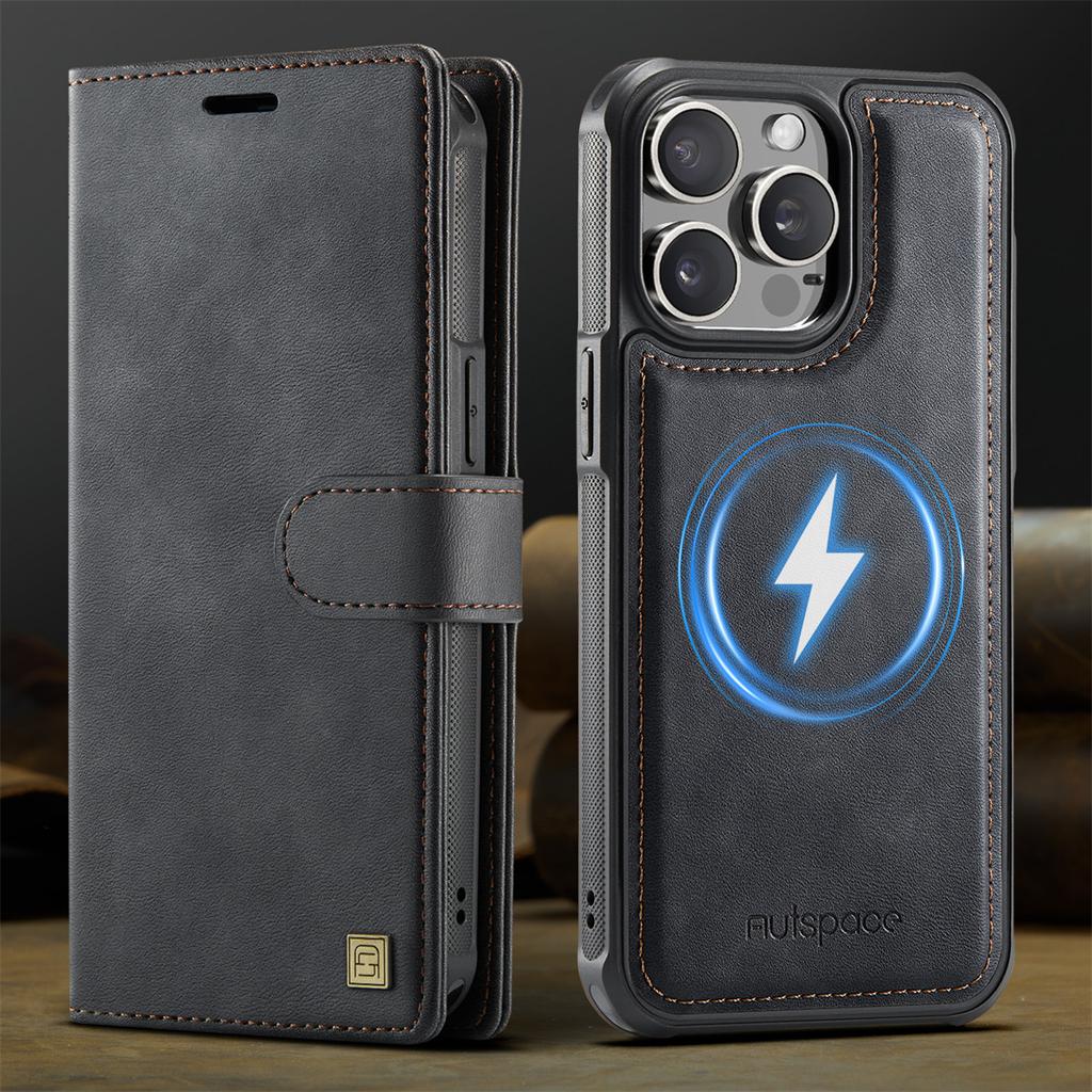 2-in-1 Magnetic Detachable Wallet Case for iPhone 15/15 Pro/15 Pro Max/15 Plus - PU Leather, Card Slots, MagSafe Charging, 360° Protection & Kickstand