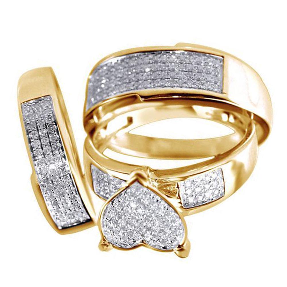 

Groovy Ring 3Pcs/Set Heart Stacking Finger Rings Свадебные украшения Us 7 золотистый