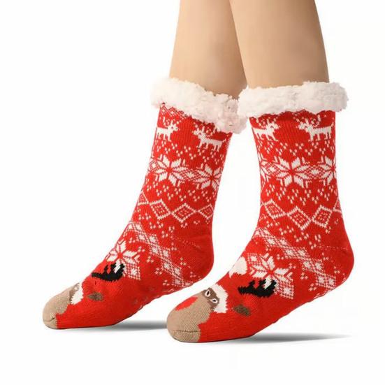 Christmas Floor Socks Thick Warm Non Slip Slipper Socks Cute Animal Fuzzy Socks with Gripper Fluffy Cuffs Gift for Christmas