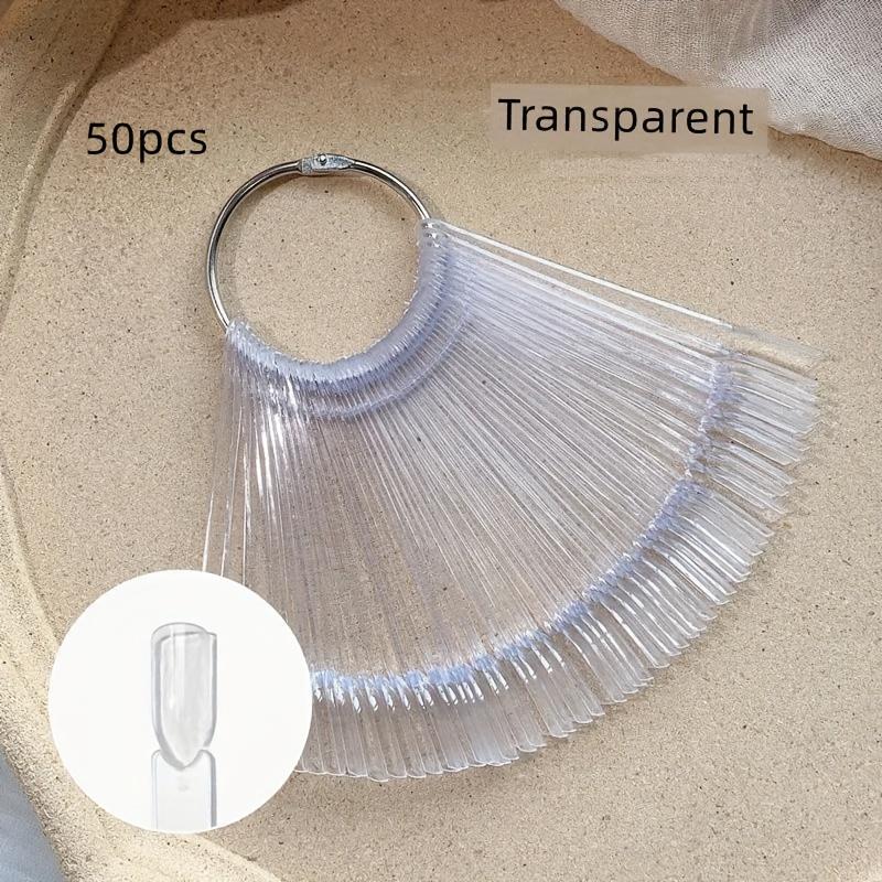 50pcs Nail Polish Swatch Sticks, Detachable Fan-Shaped Nail Art Practice Tips,Nail Color Sample Display for Salon and DIY Manicure Tool