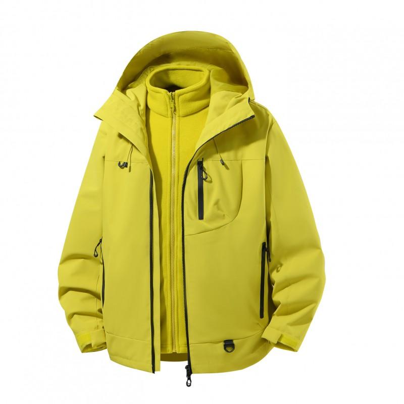 Men Women Outdoor Hooded 3-in-1 Waterproof Windproof Hiking Jacket Thick Warm Loose Fit Winter Fall