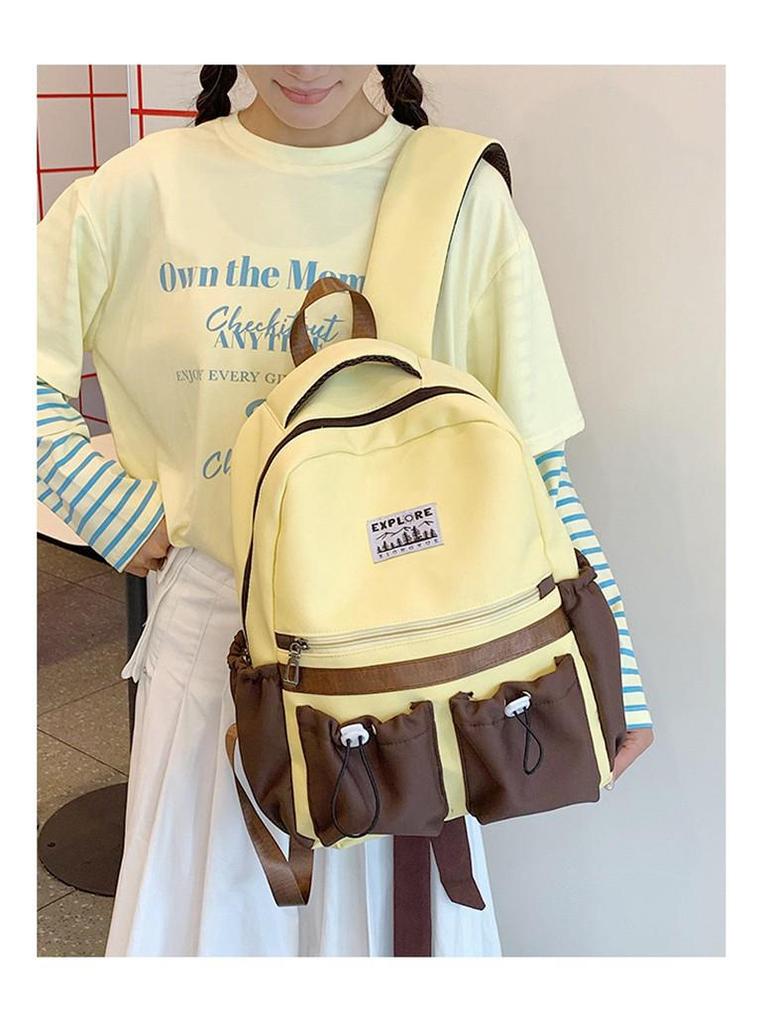 Large Capacity Backpack for Primary and Junior High Students - Durable Color Block Design for Outings, Third and Fourth Grade