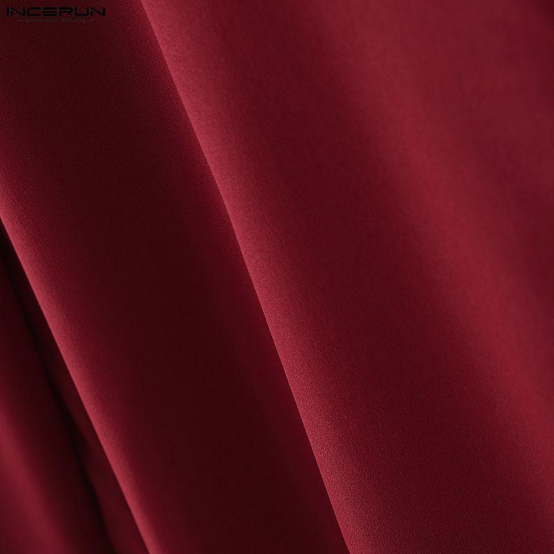 INCERUN Men Long Sleeve Front Zip-up Solid Color Casual Loose Long Tunic Tops