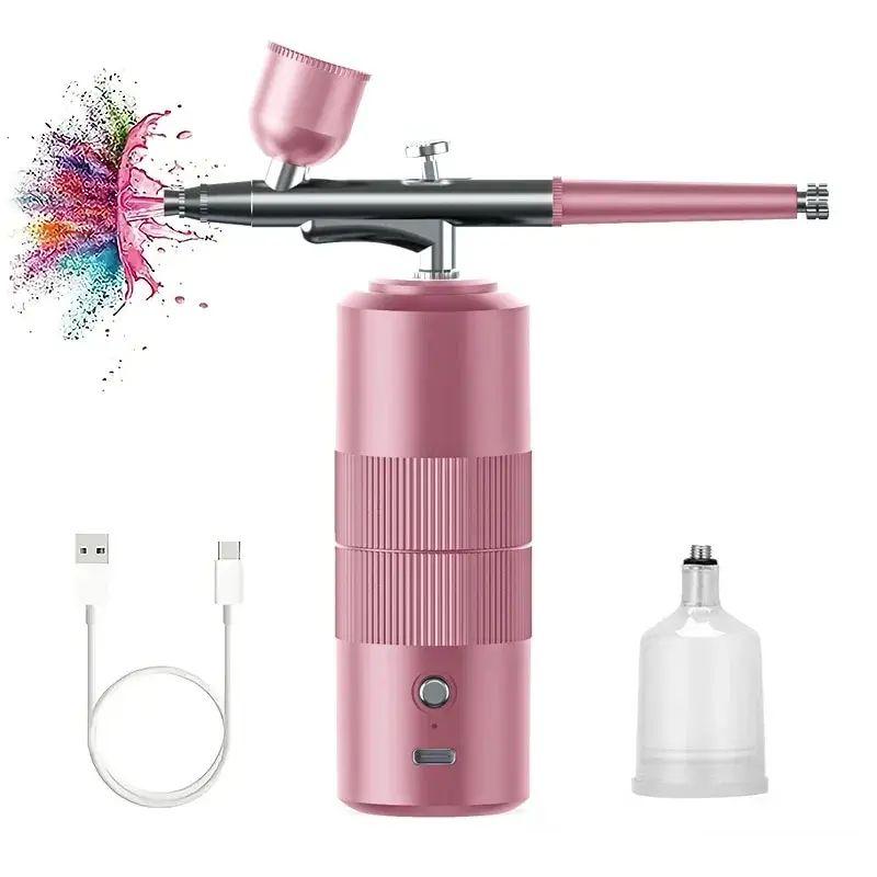 Airbrush Nail With Compressor Portable Airbrush Nail Art Compressor For Nails Cake Painting Crafts Air Brush Kit Nails Spray