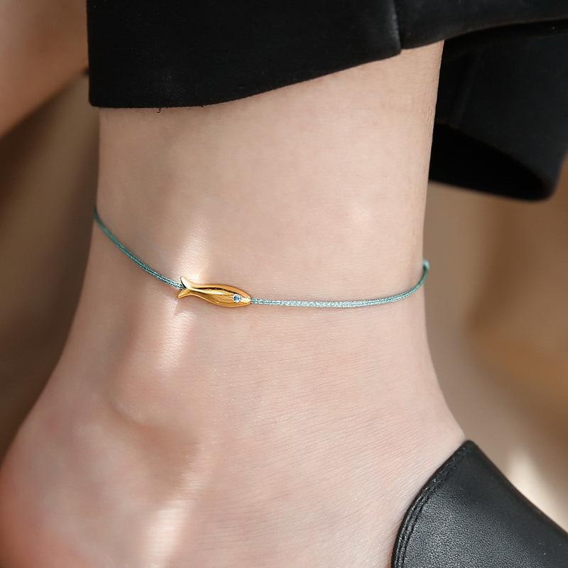 925  Silver Koi Fish Anklet Rope for Women Girl Cute Fashion Summer Jewelry Dropshipping Wholesale