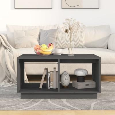 Coffee Table Gray 80 X 50 X 40 Cm Solid Pine Wood