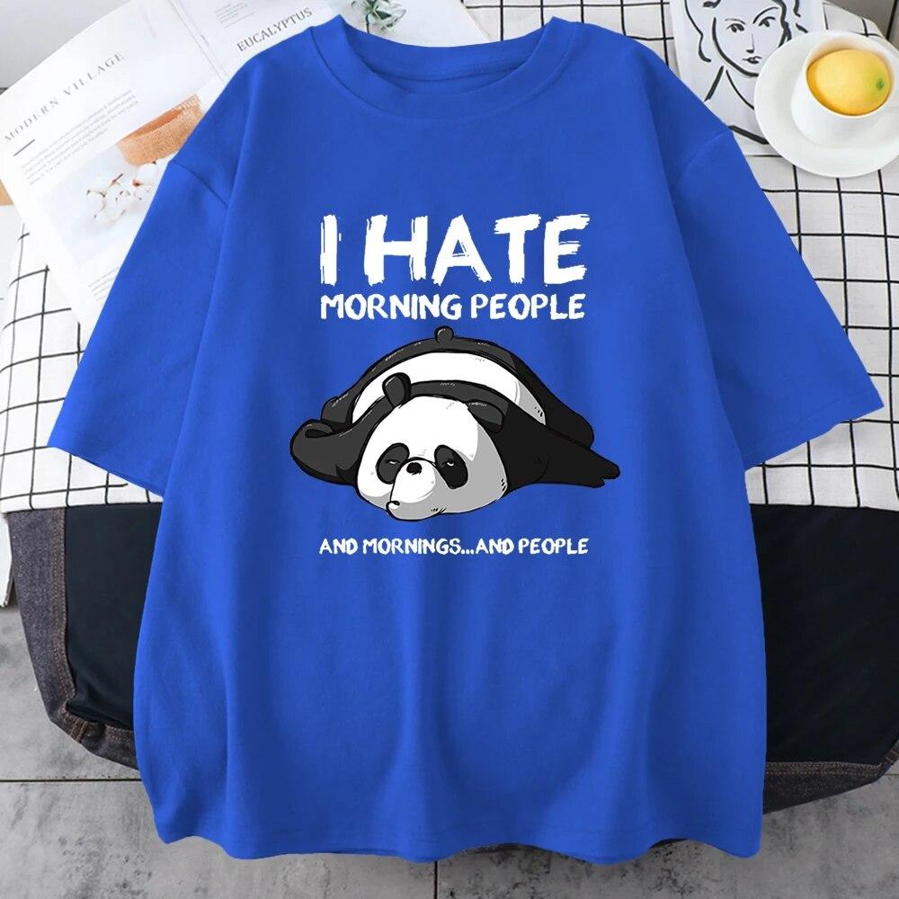 Lazy Panda I Hate Morning People Potisk triček pro unisex karikatury All-matematické oblečení Vintage Oversize Bavlna Pánské topy s krátkým rukávem