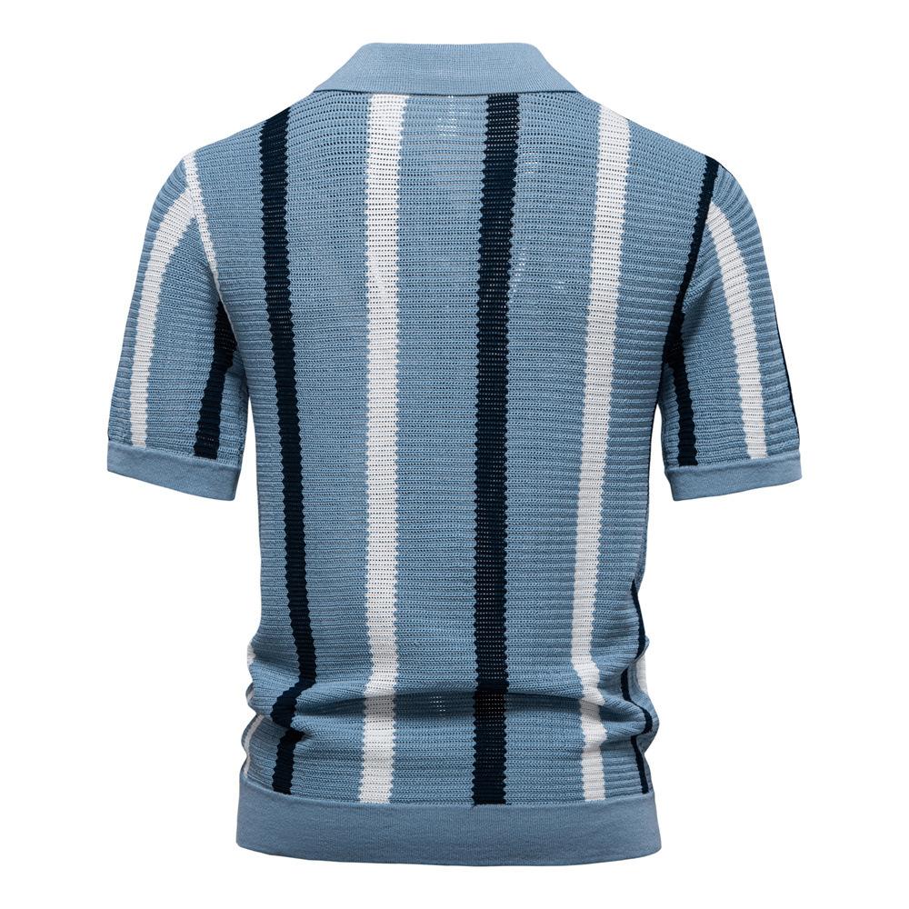 Gant 2025 Summer Embroidery New Breathable Hollow Men's Short Sleeve Polo Sweater Striped Knitted Polo Sweater for Men