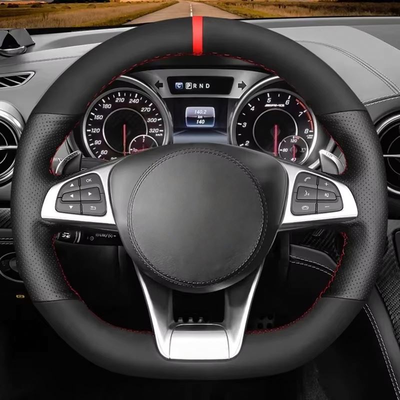 Genuine Leather Suede Car Steering Wheel Covers Braids for Mercedes-Benz a 45 C E S 43 63 CLA AMG CLS SLC GLA GLE GLS