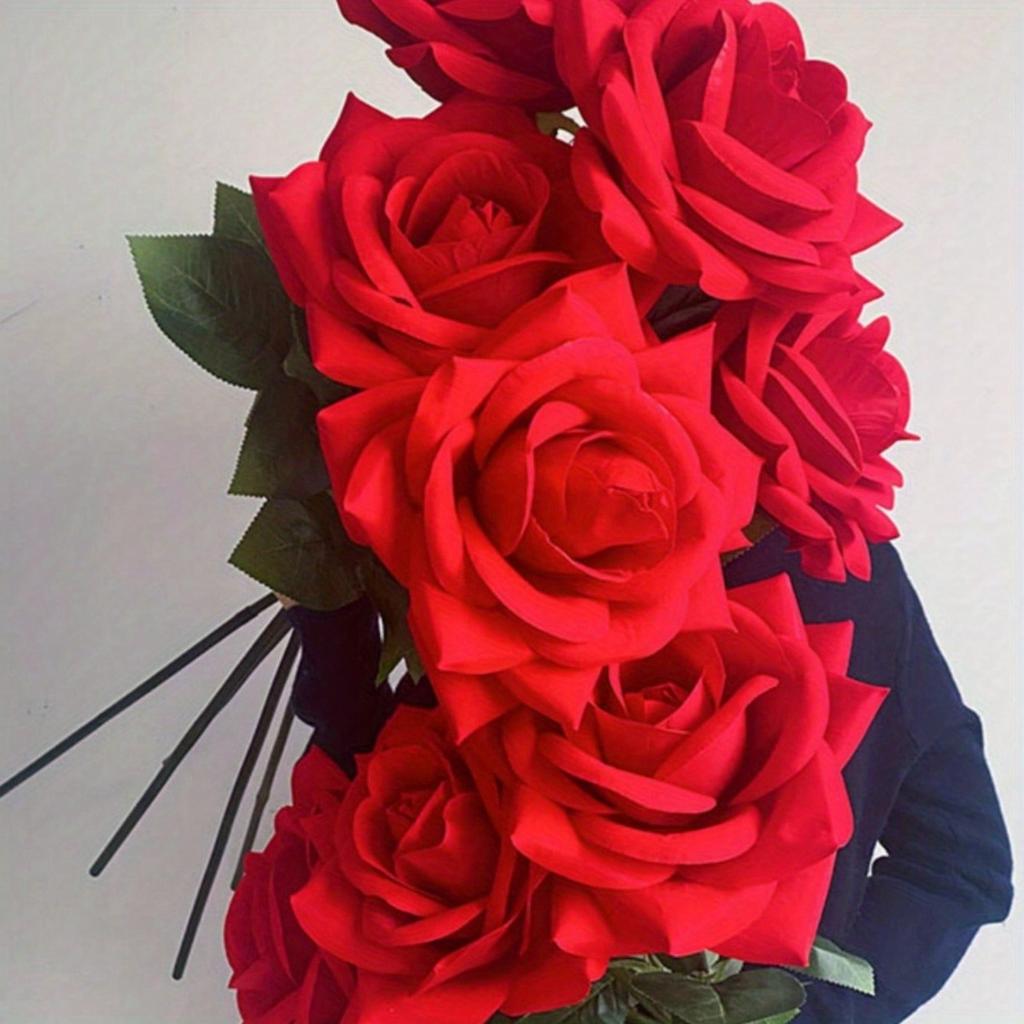 44 Inch Artificial Red Rose Flower, Single Red Rose with Stemfor Valentine's Day Mother's Day Wedding Party Home Decor Centerpieces Anniversary Decor