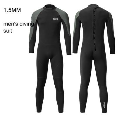 Men One Piece Wetsuit 1.5mm Neoprene Back Zip Drawstring Wetsuit Keep Warm Quick Drying Comfort Dive Suit for Surfing Snorkeling Diving Swimming