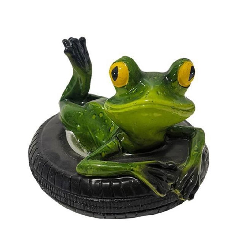 Realistic Floating Frogs Statue Weather Resistant Resins Miniature Frogs Boating Ornament For Garden Pond Decoration