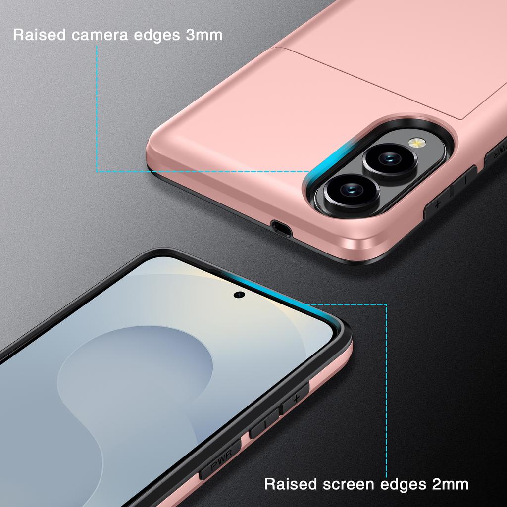 For Samsung Galaxy S25 Edge Case with Card Holder TPU + PC Phone Back Cover