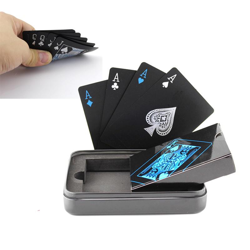 

55pcs водонепроницаемый пластиковый ПВХ MagiCard играя карты черный прохладно анимационный покер магии трюки инструмент