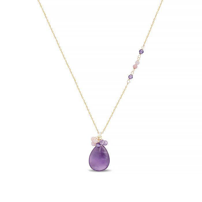 Collier d'améthyste naturelle Luxenter fini en or jaune 18K - Adak