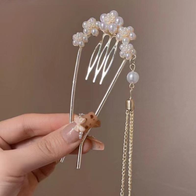Pearl u-shape hair clips accessories Hairpin Female Plug comb Hairpin Hair Plate Fixed artifacts Hairpin Headdress
