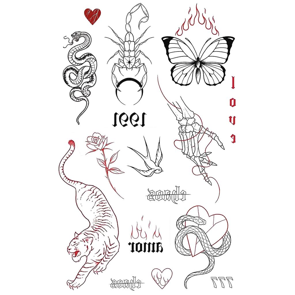 Y2K Sexy Butterfly English Cross Finger Waist Belly Tattoo Sticker Holiday Party Decoration Sticker