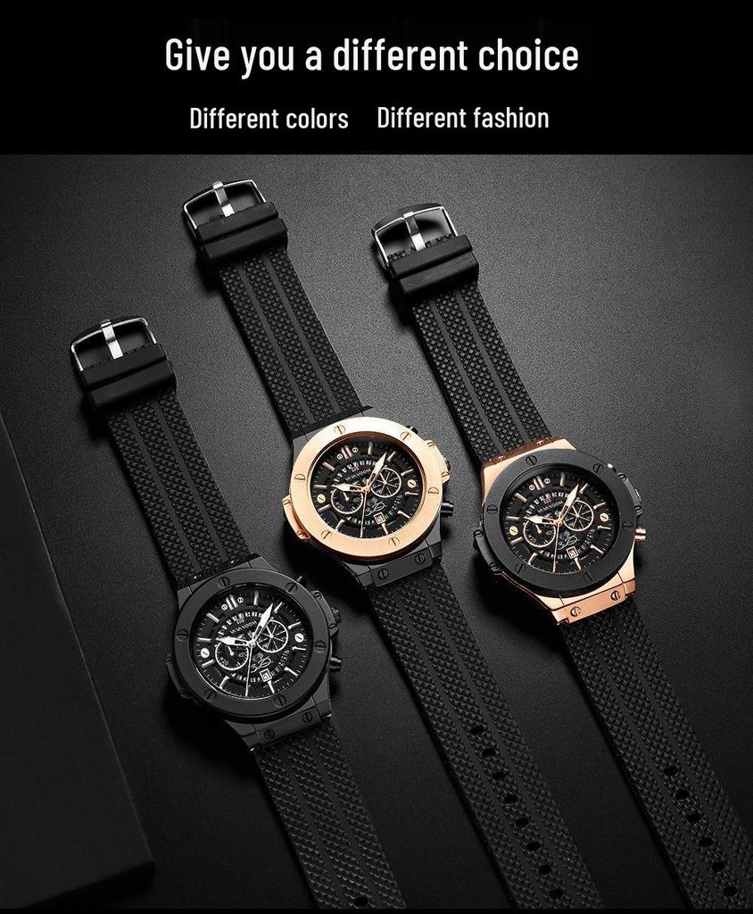 Men's Sports Silicone Band Waterproof Hollow Calendar Watch