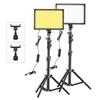 2 Packs LED Video Light Kit 15W LED Light Panel with 1.2M Metal Light Stands Phone Holders