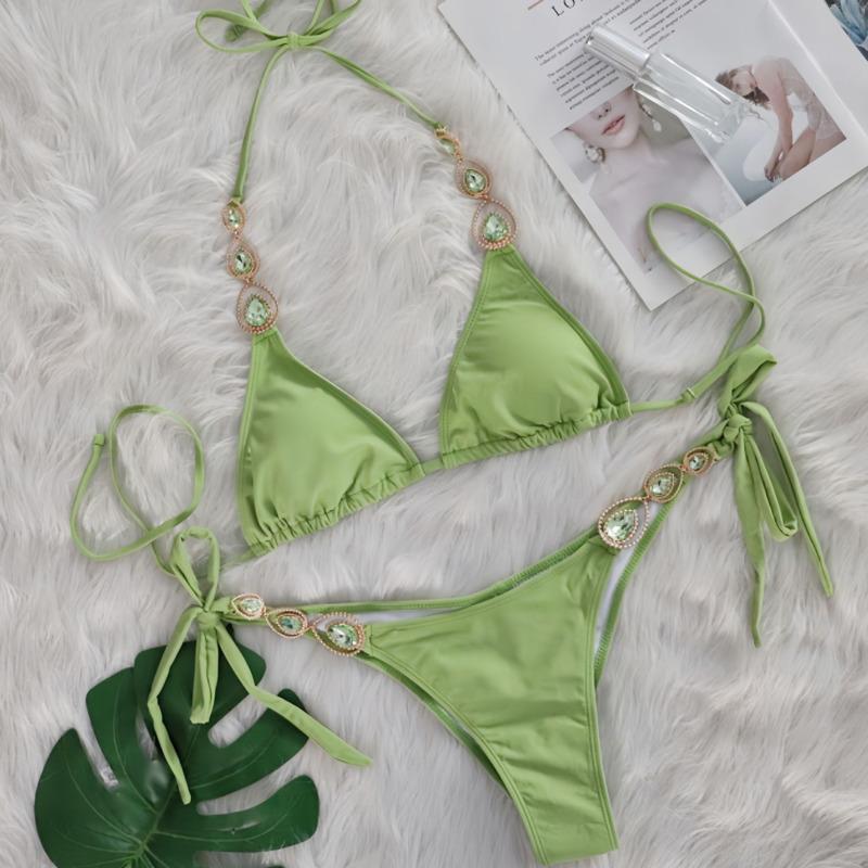 Black Sexy Bikinis 2025 Swimsuit With Rhinestones Women Swimwear Female Push Up Bikini Beach Swim Wear Bathing Suit Pool Bather