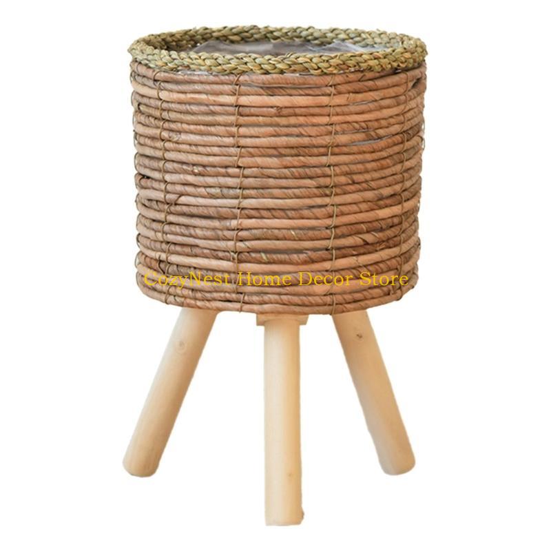 

92MF Woven Plant Rack Flower Frame Pots Straw Pots Hand Arrangement Plant Stands Indoor Holder Stool Pots Trays Decorations